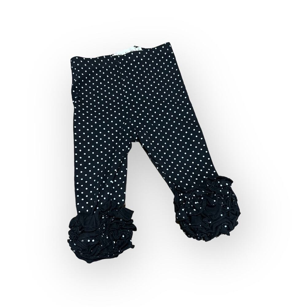 Little Sass Black Polkadot Ruffle Leggings
